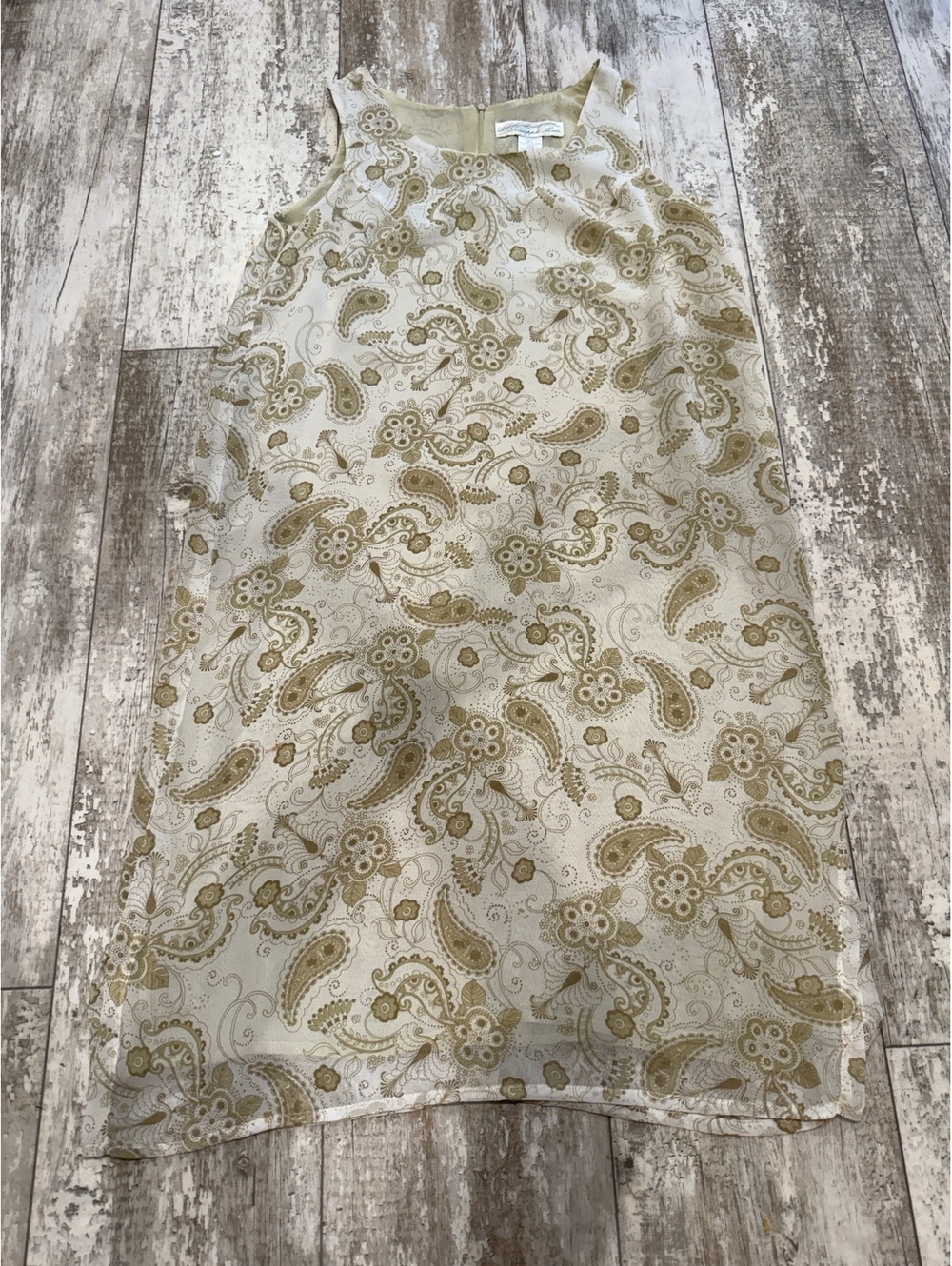 Pineapple Moon M Paisley Midi Dress Boho Cottagecore Tan